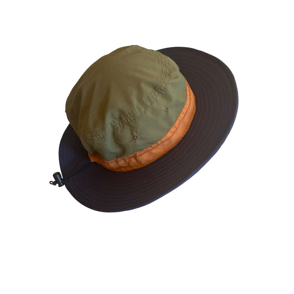 Panama Jack Original Nylon Wide Brim Sun Hat Large Green & Orange With Navy Blue